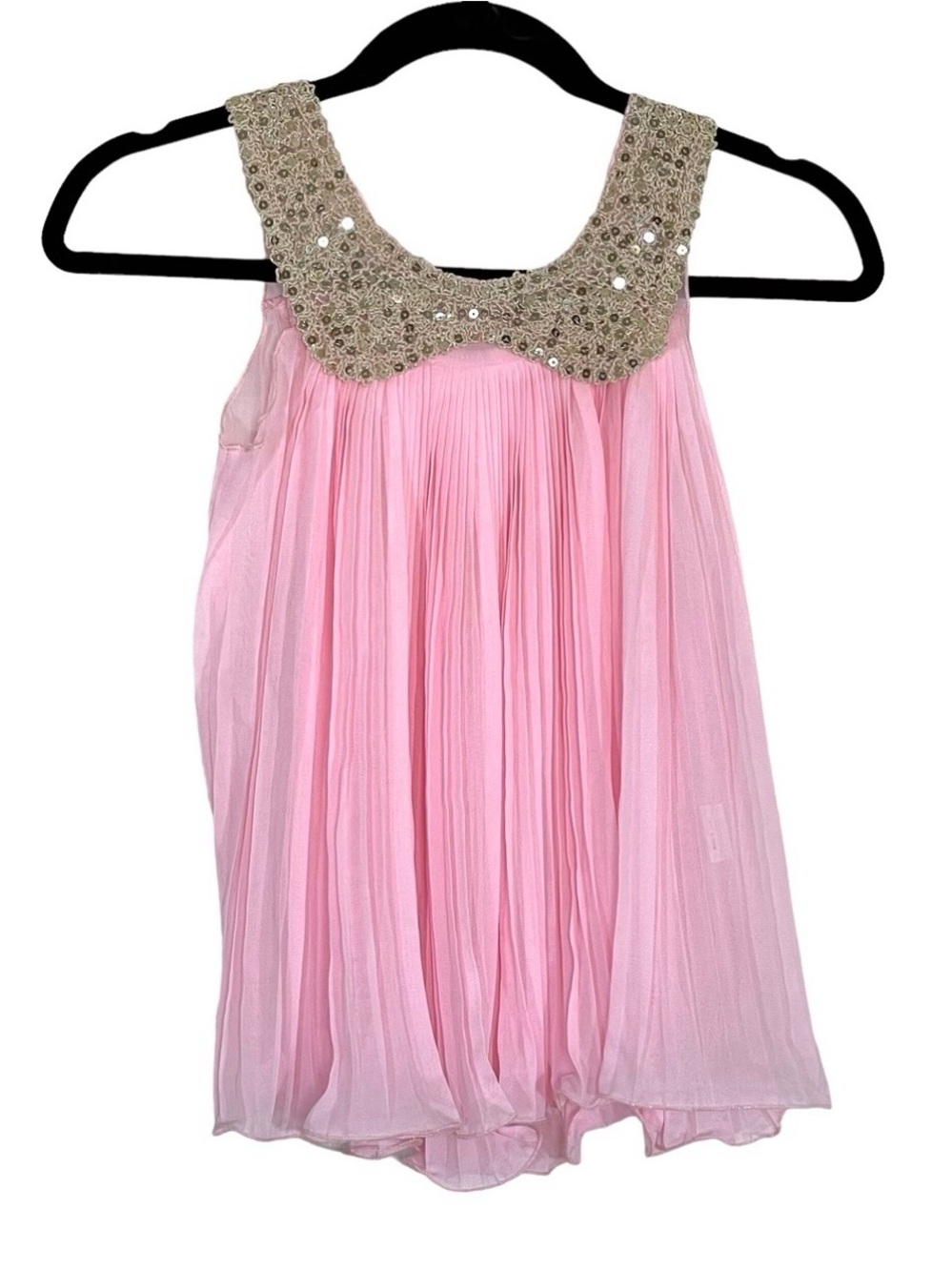 Unbranded  Pink Pleated Chiffon girls Dress with Sequin Collar size 4T